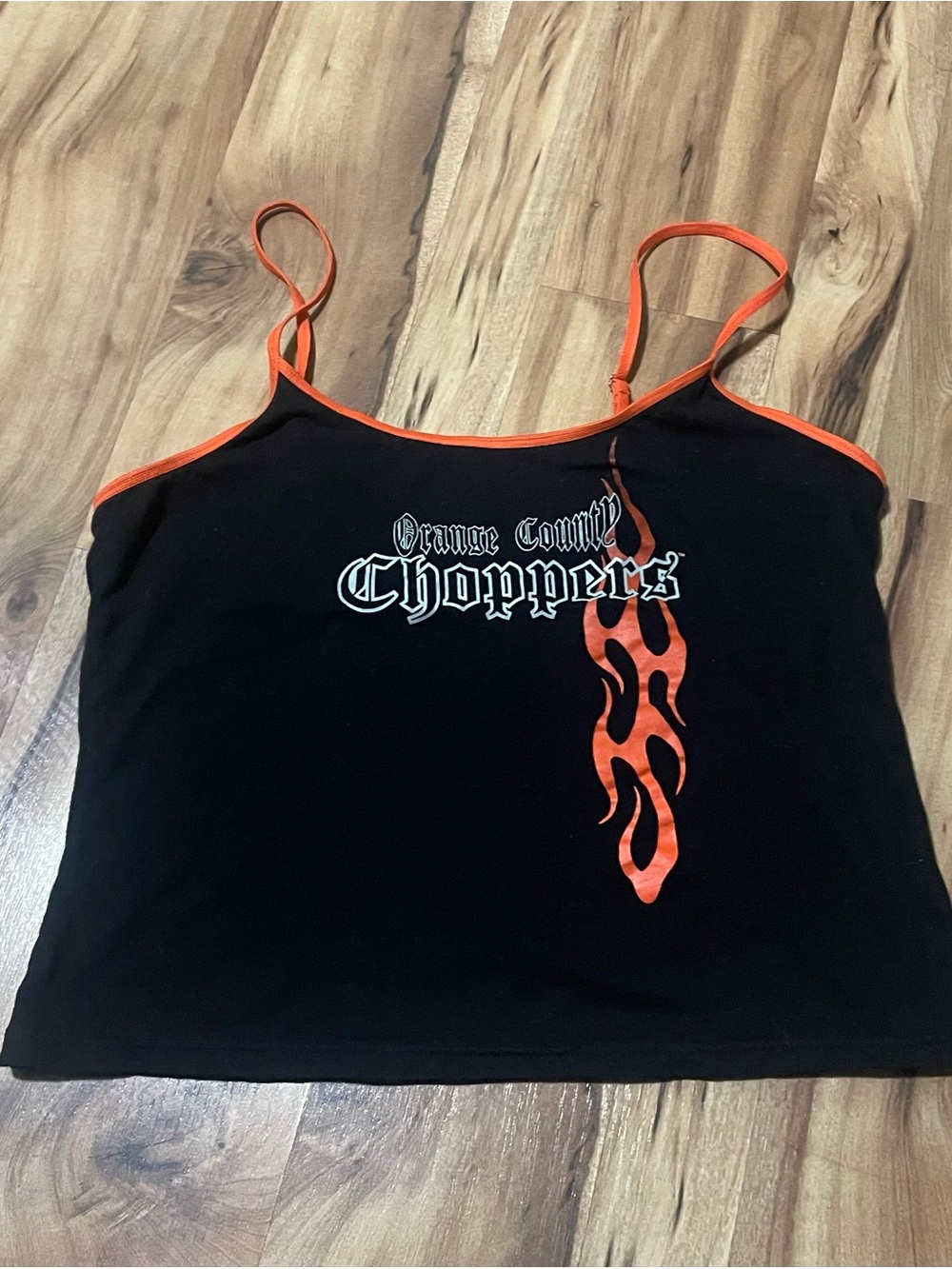 Y2K Orange County Choppers Flame Graphic Spaghetti Strap Tank Top Sz M